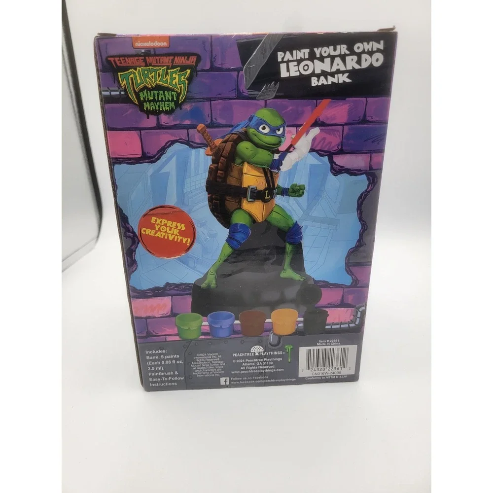 TMNT Mutant Mayhem Paint Your Own Leonardo Bank Kit Nickelodeon 22361 New
